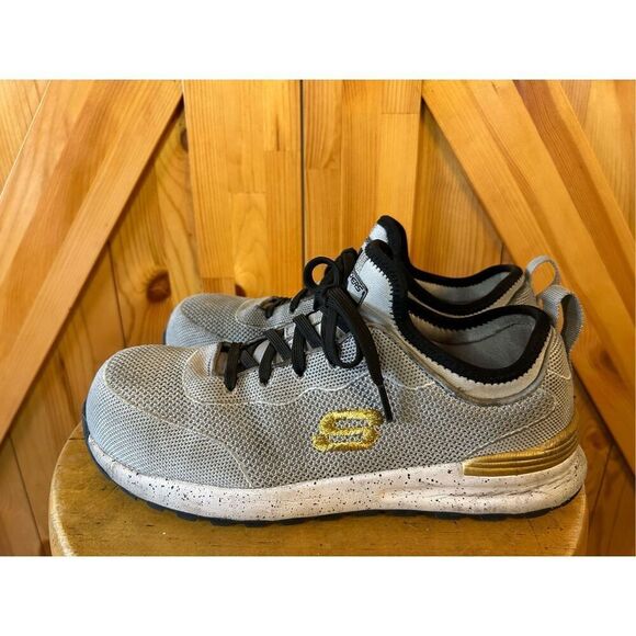 Skechers Bulklin Balran Composite Toe Shoes, Grey, Women's Size 8 - Picture 1 of 9
